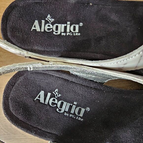 LIKE NEW ALEGRIA BY PG LITE MARBLE PATTERN LEATHER LINED STRAPPY SANDALS 40/ 9 - Picture 12 of 16